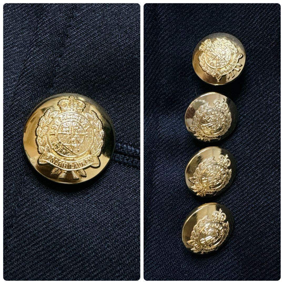 ラルフローレン 紺ブレ 金ボタン エンブレム ウール レディース S相当 美品