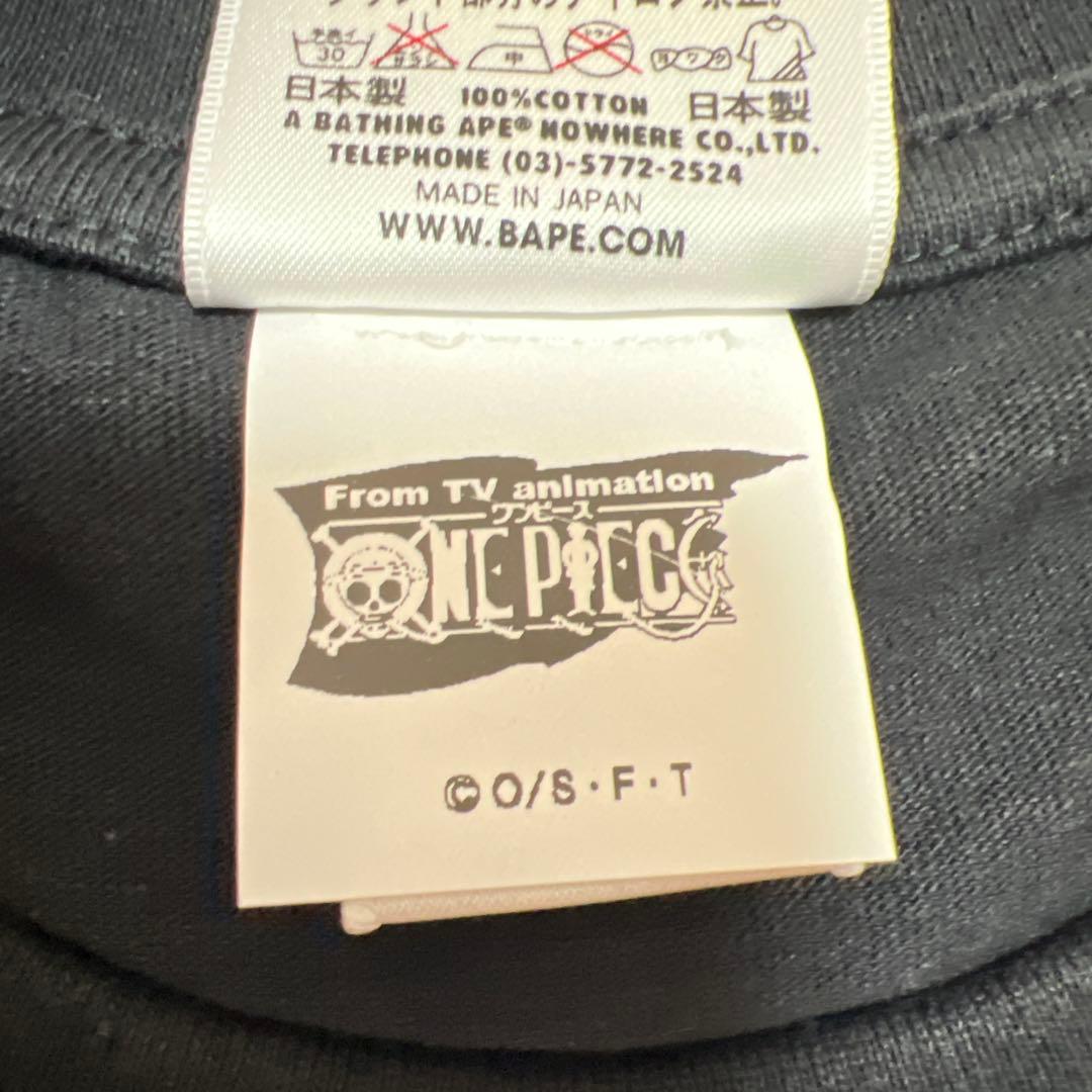 A BATHING APE ×ONE PIECEフラッグマークTシャツブラックM