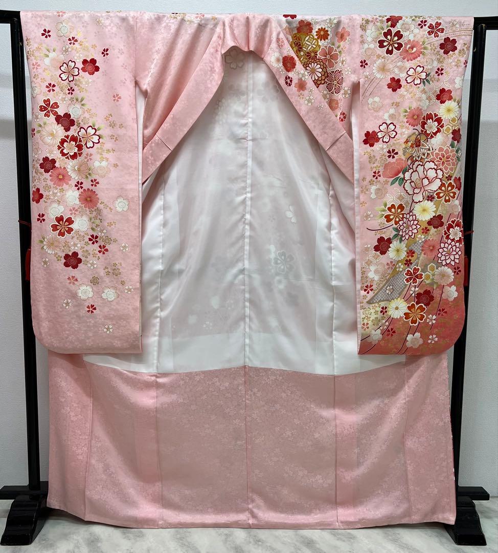 振り袖　フルセット　別誂長襦袢　金彩加工　刺繍入り　全通袋帯　長尺帯締め　850
