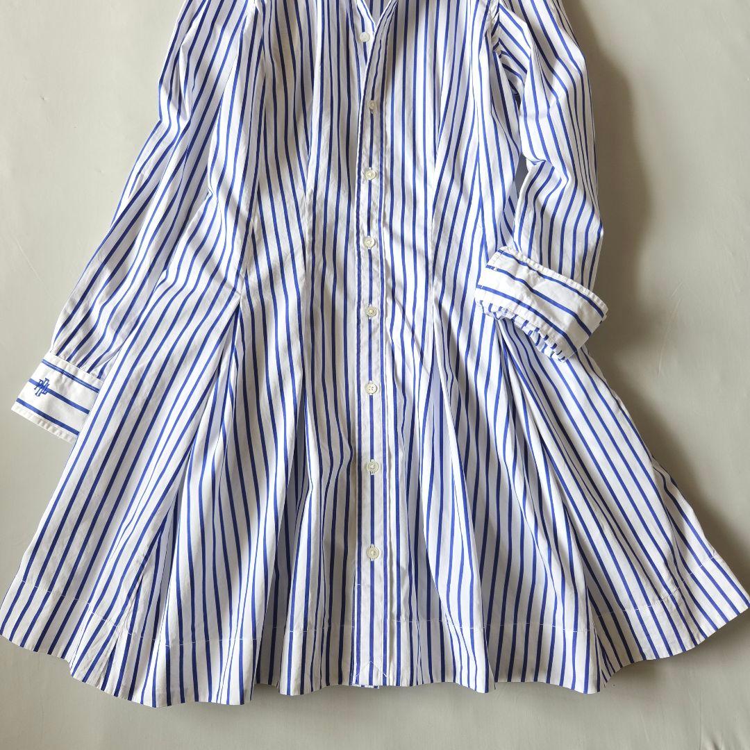 【美品】ポロラルフローレン ストライプ シャツワンピース Aライン 希少サイズ0