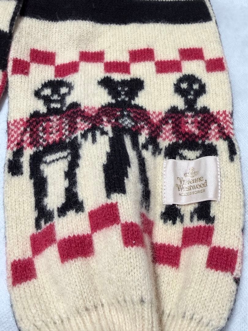 希少 Vivienne Westwood ストライプ骸骨マフラー