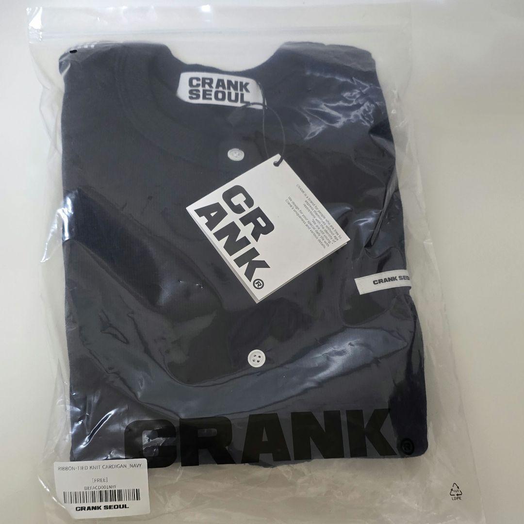 トップス CRANK Ribbon Tie Knit Cardigan (Navy)