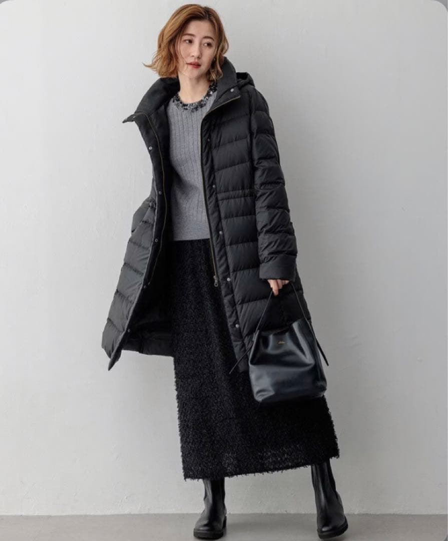 23区 完売ブラック【VERY掲載/新色追加】シレータフタ ロング ダウンコート