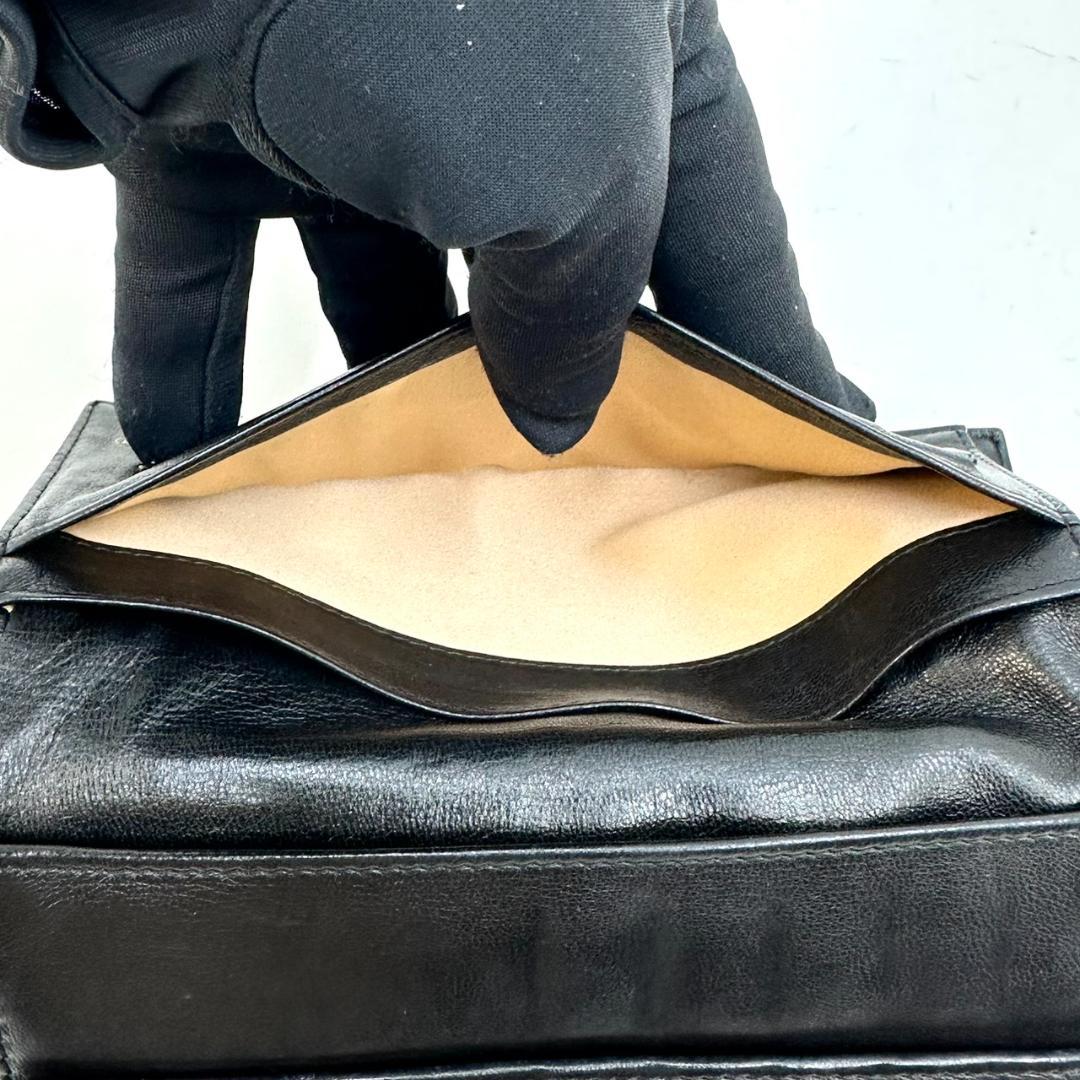 CHANEL シャネル カメリア ココマーク ラムスキン 三つ折り長財布 黒