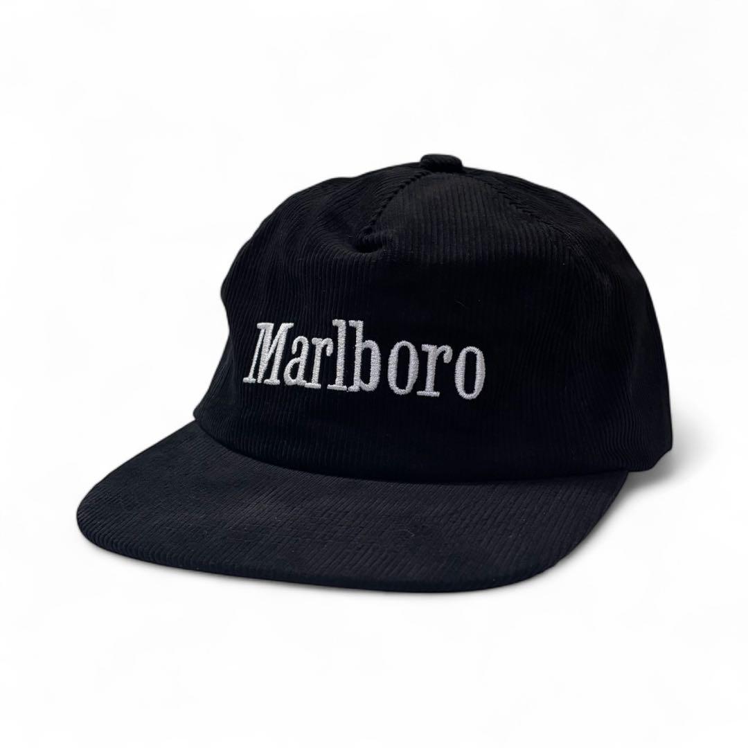 マルボロ コーデュロイキャップ Marlboro CAPブラック 黒 白刺繍