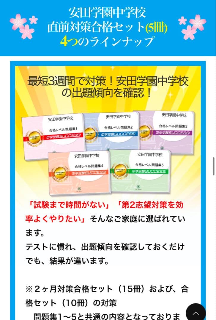 安田学園中学校 合格レベル問題集 1〜5セット