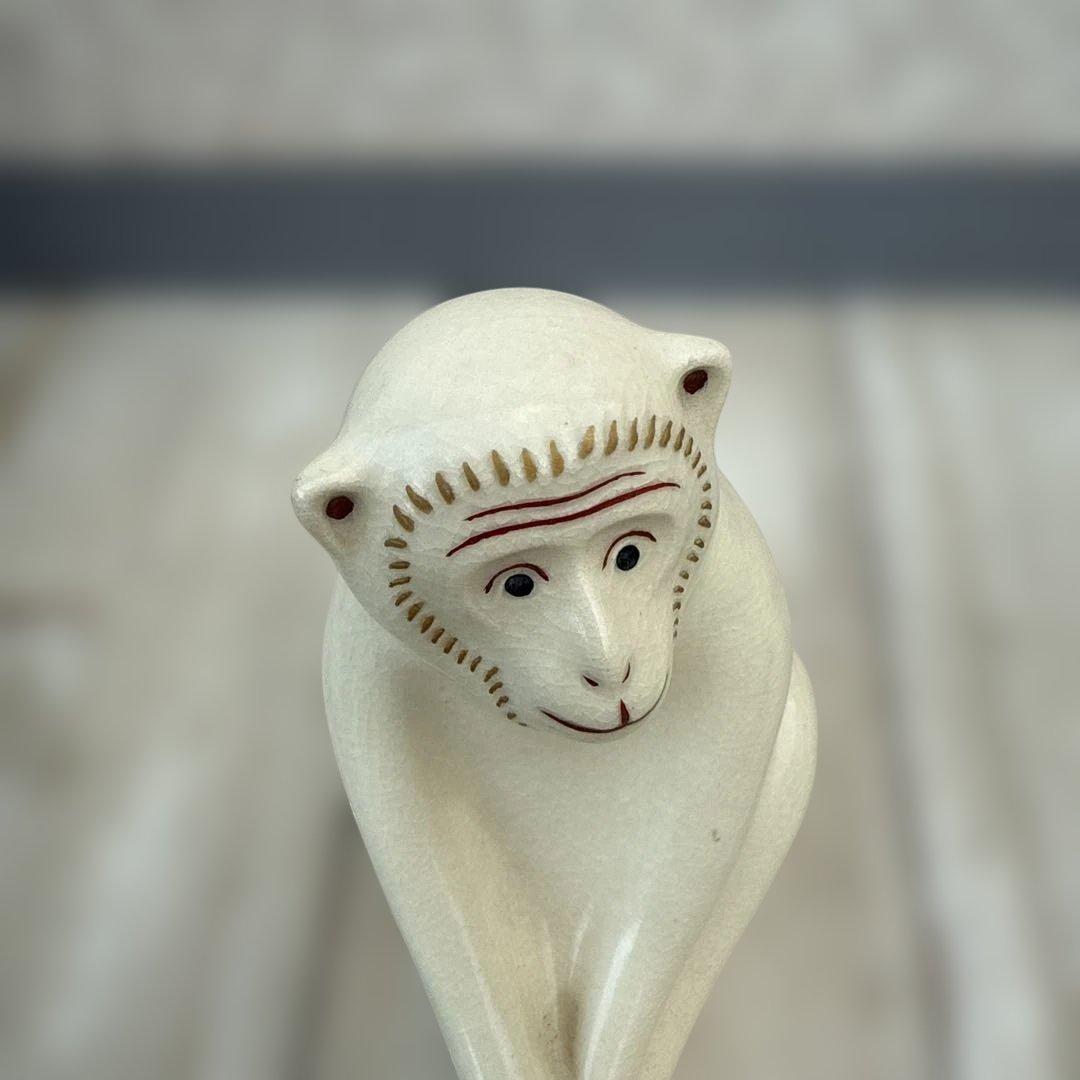 川上徹 作 【申 猿 さる】 京焼 陶器 置物 共箱付 干支 縁起物 陶磁器