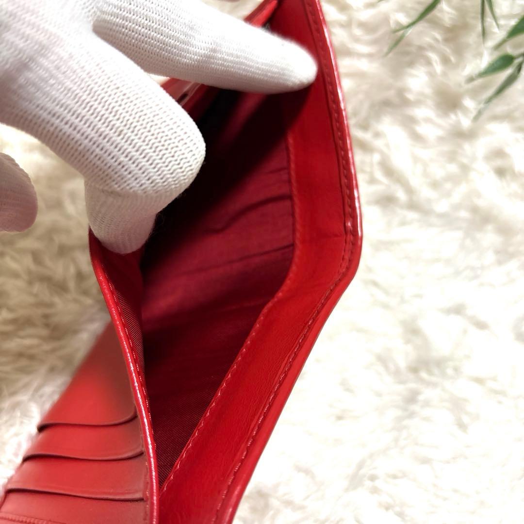美品 PRADA 三つ折り財布 赤 レッド