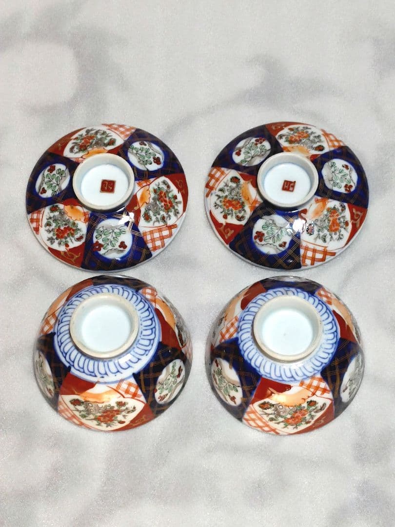 古伊万里　金彩色絵の蓋付き茶碗 丼 骨董品 煮物椀 和食器　染付