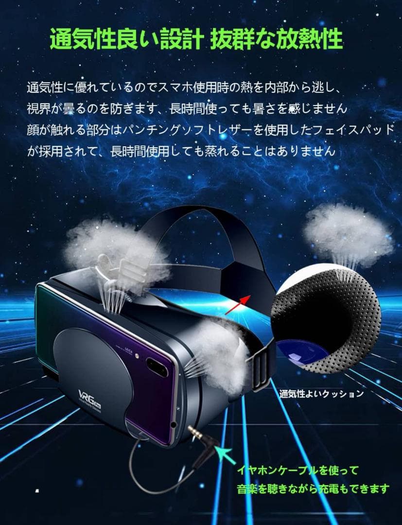 VRゴーグル スマホ用 VRメガネ ブラック