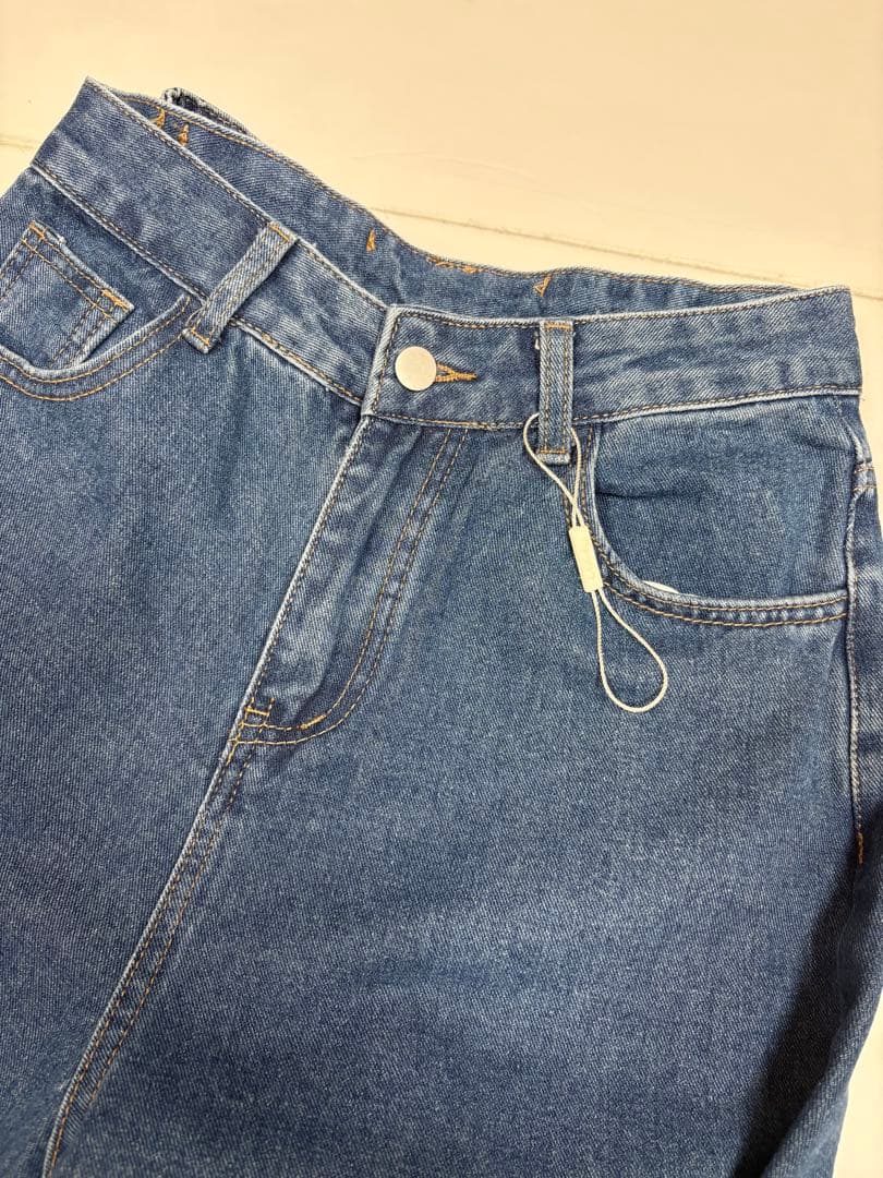 【極美品】Frene バックリボンデザインデニムパンツ　ブルー　M