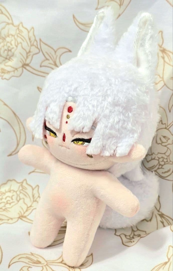 自作 無属性 ぬいぐるみ 骨入り 白狐くん 10cm ※難有り