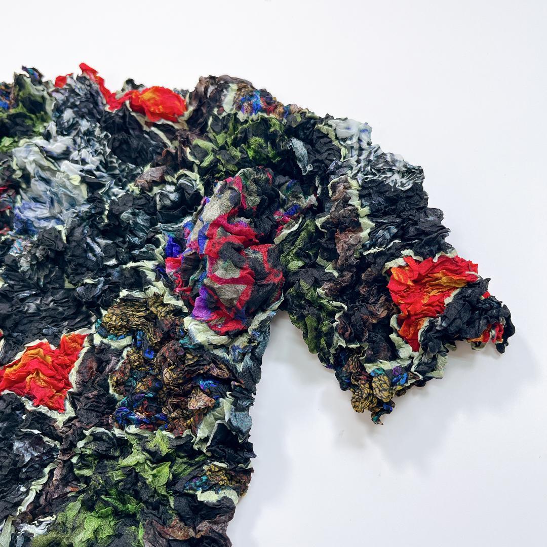 ISSEY MIYAKE FETE 半袖 カットソー 総柄 シワ プリーツ M