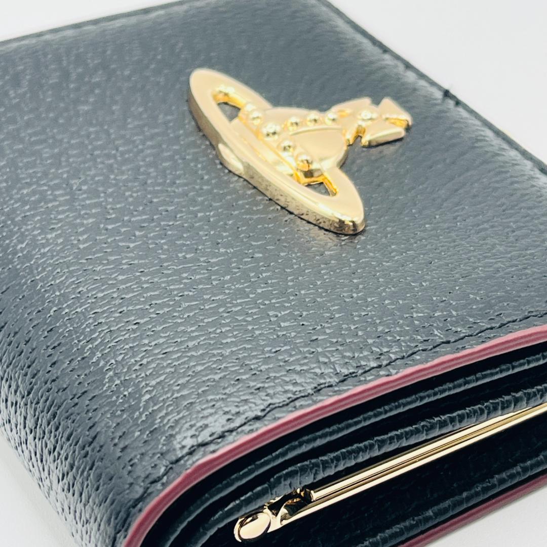 未使用 Vivienne Westwood 新品 折財布 黒 がま口 シンプル