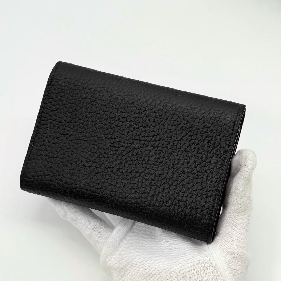 超極美品 現行品✨ルイヴィトン カプシーヌ コンパクト 三つ折り財布 黒 レザー