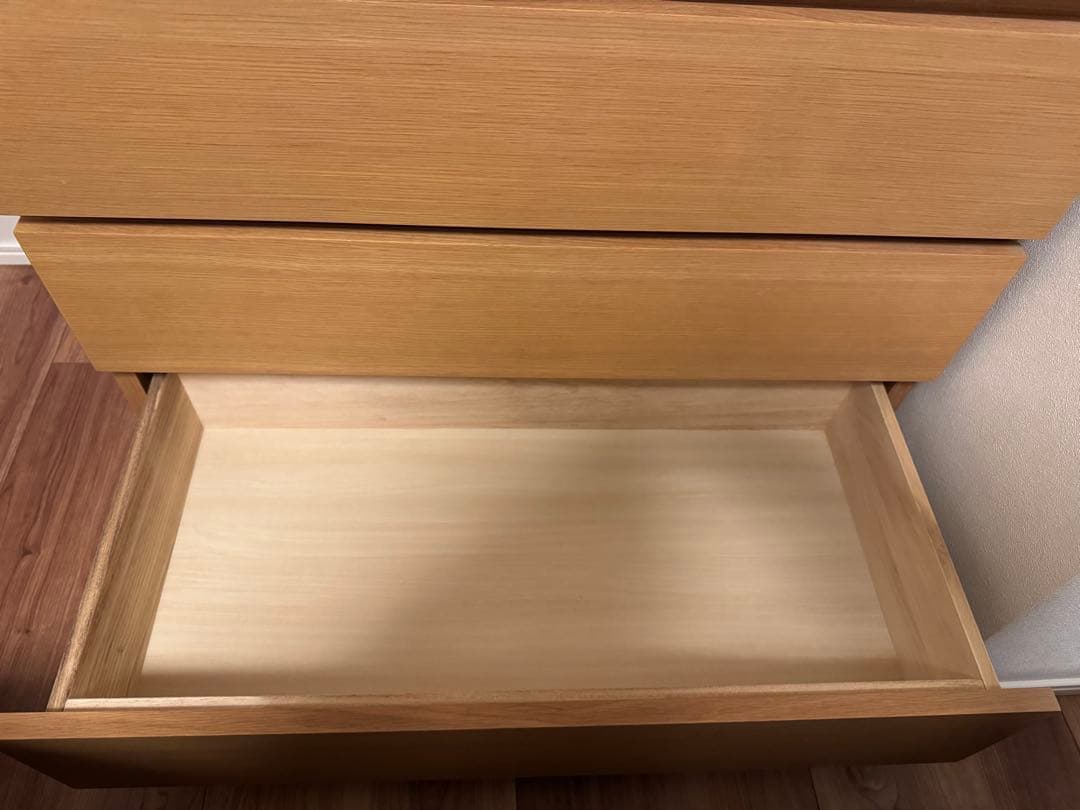無印良品　オーク材チェスト4段ワイド