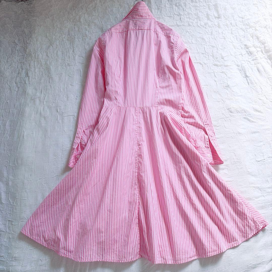 【ラルフローレン】美品✨ストライプ コットン シャツワンピース ホースロゴ