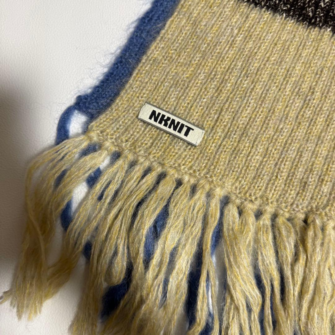 NKNIT mix stripe big KNIT scarf マフラー