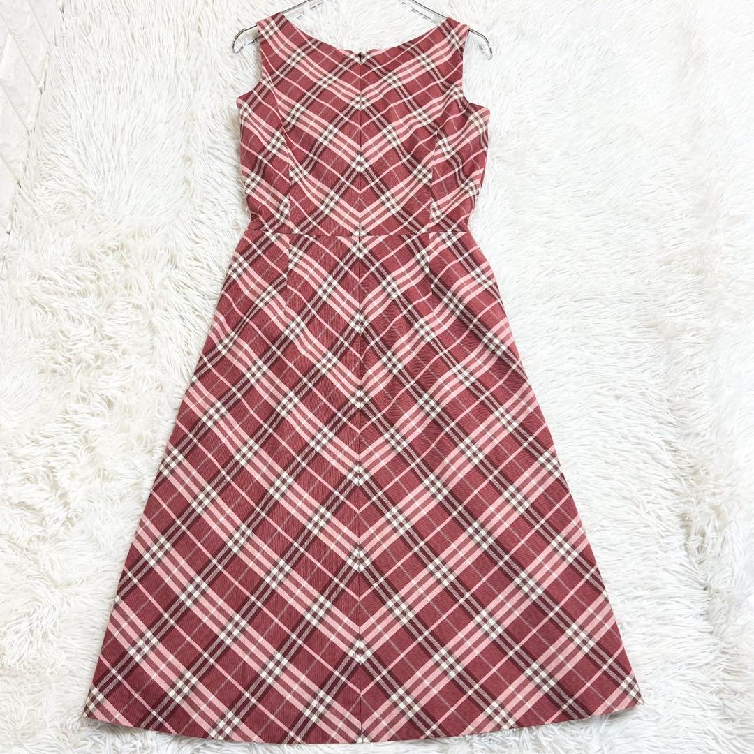 美品♡バーバリーブルーレーベル　ノバチェックワンピースAライン　赤系　38M人気