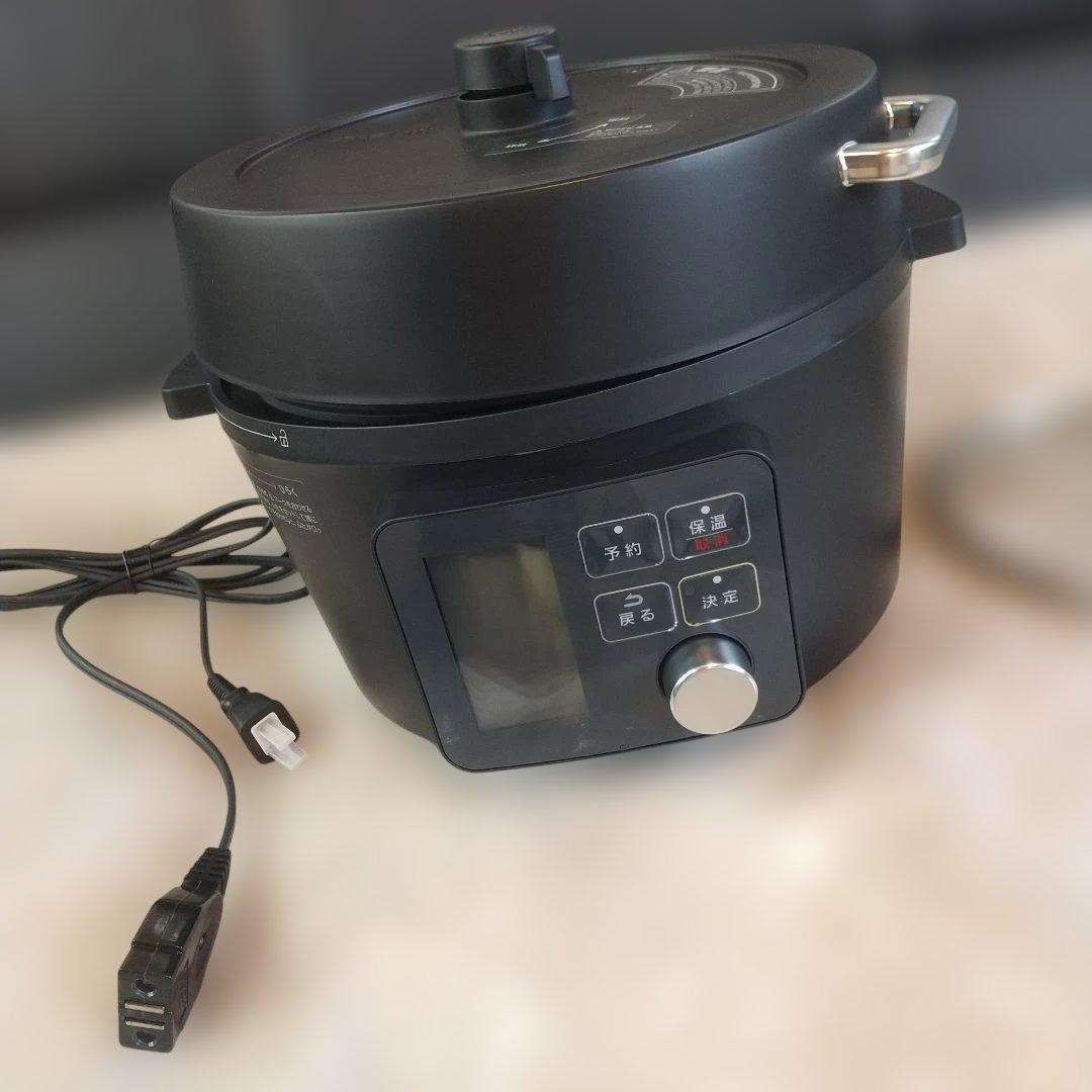 ♥️アイリスオーヤマ ♥️電気圧力鍋 4L 黒 デジタル表示 ガラス蓋付き
