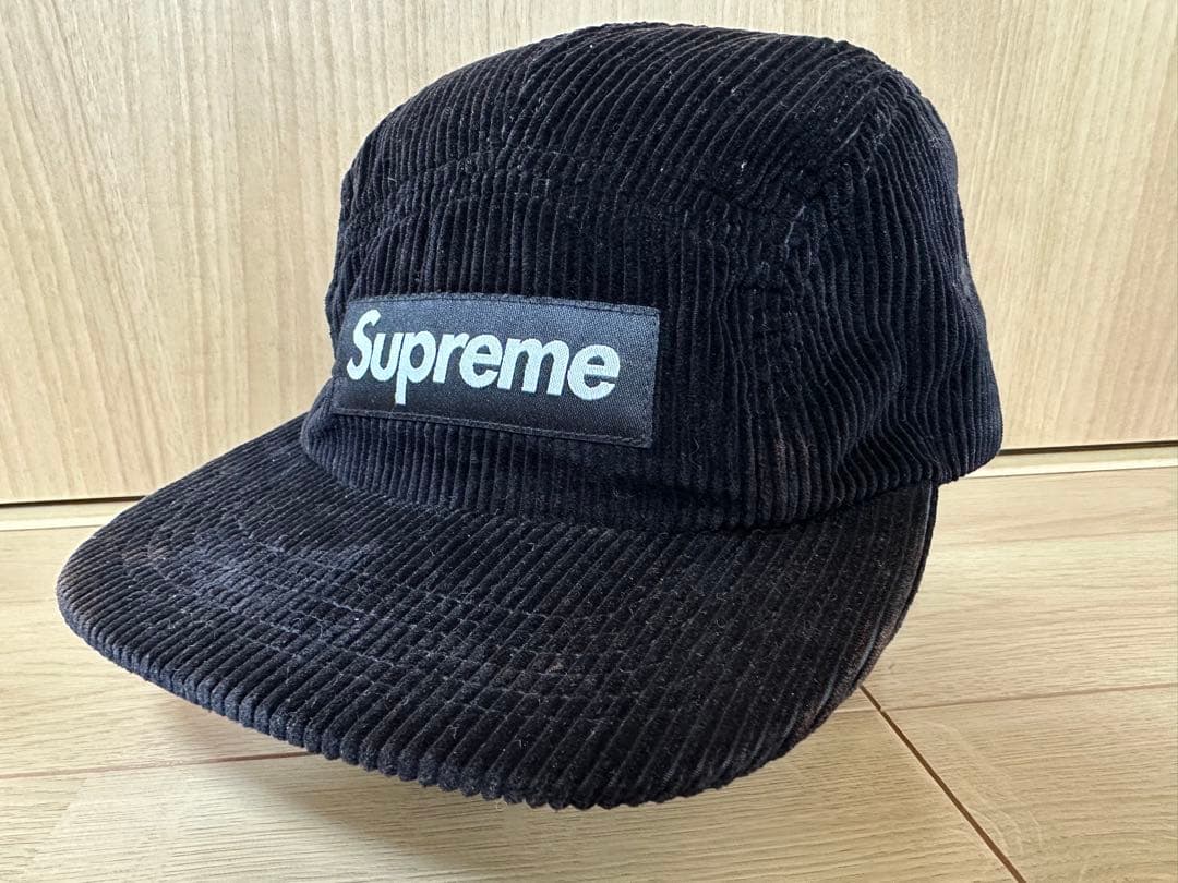 Supreme コーデュロイ ボックスロゴキャップ ブラック