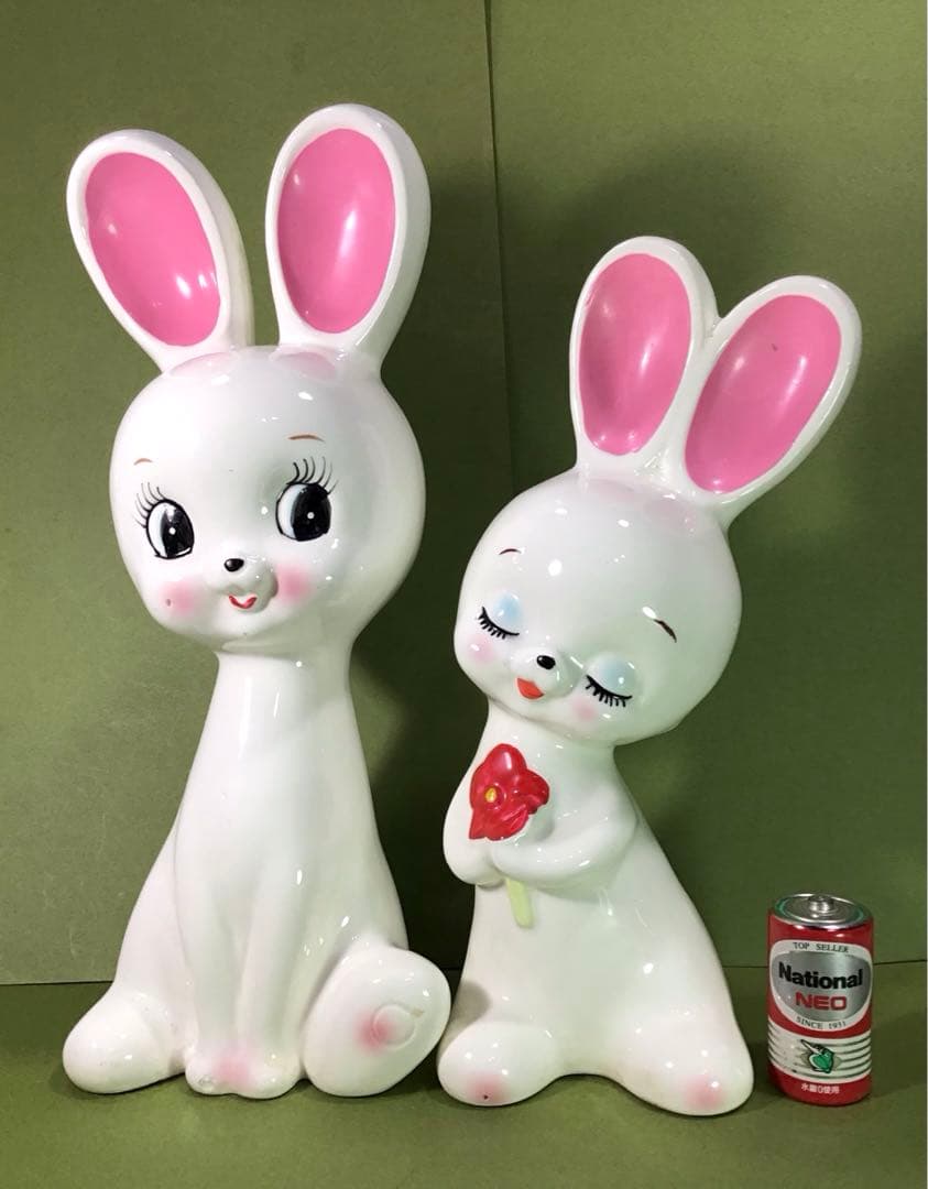 昭和レトロ 可愛い うさぎ 兎 陶器 人形 宇山あゆみ 内藤ルネ 水森亜土 玩具