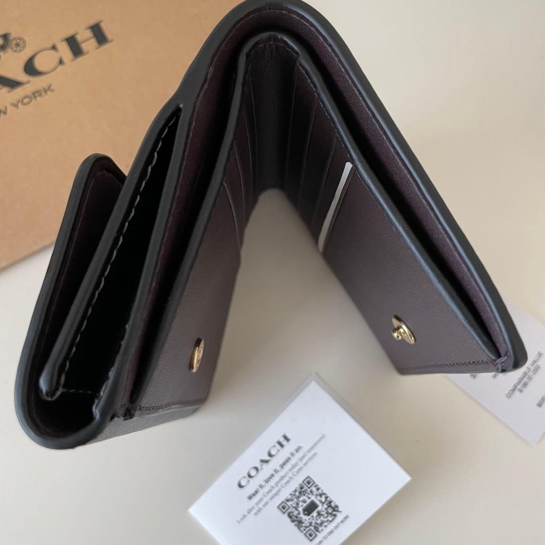 COACH コーチ　折り財布　ミニウォレット　シグネチャーブラウン　ブラック　黒