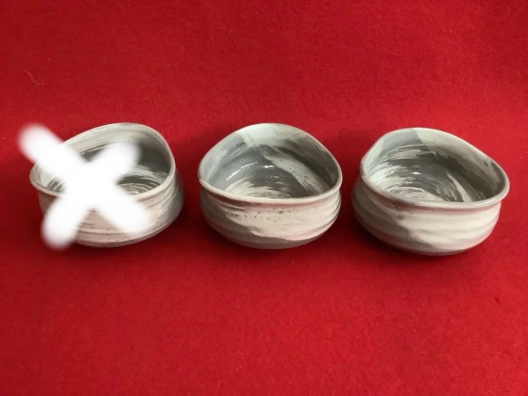 茶道茶碗　朝日焼　三角茶碗　2客【中古美品】
