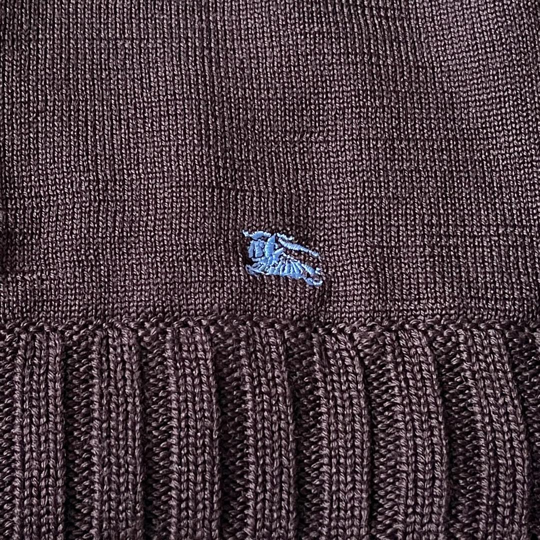 3★バーバリーブラックレーベル チェック柄 ホース刺繍 フルジップニットブルゾン