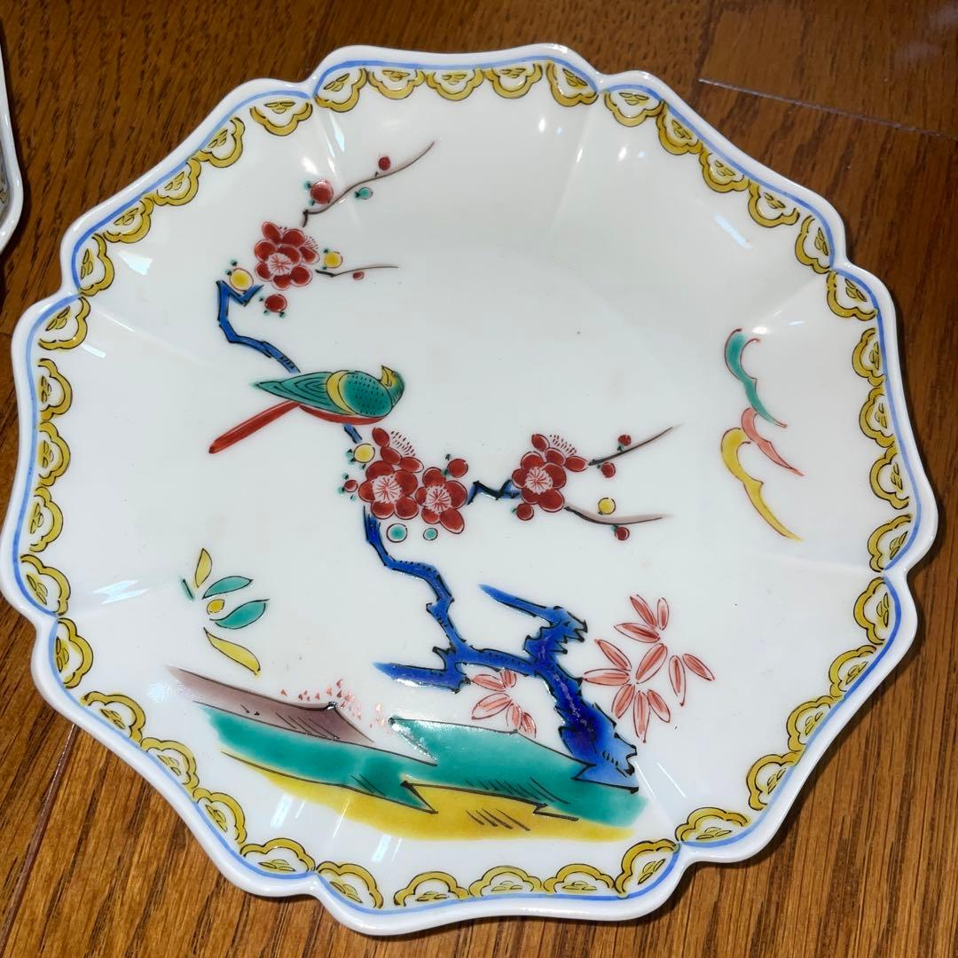 古九谷焼絵皿5枚セット　穂光作　未使用