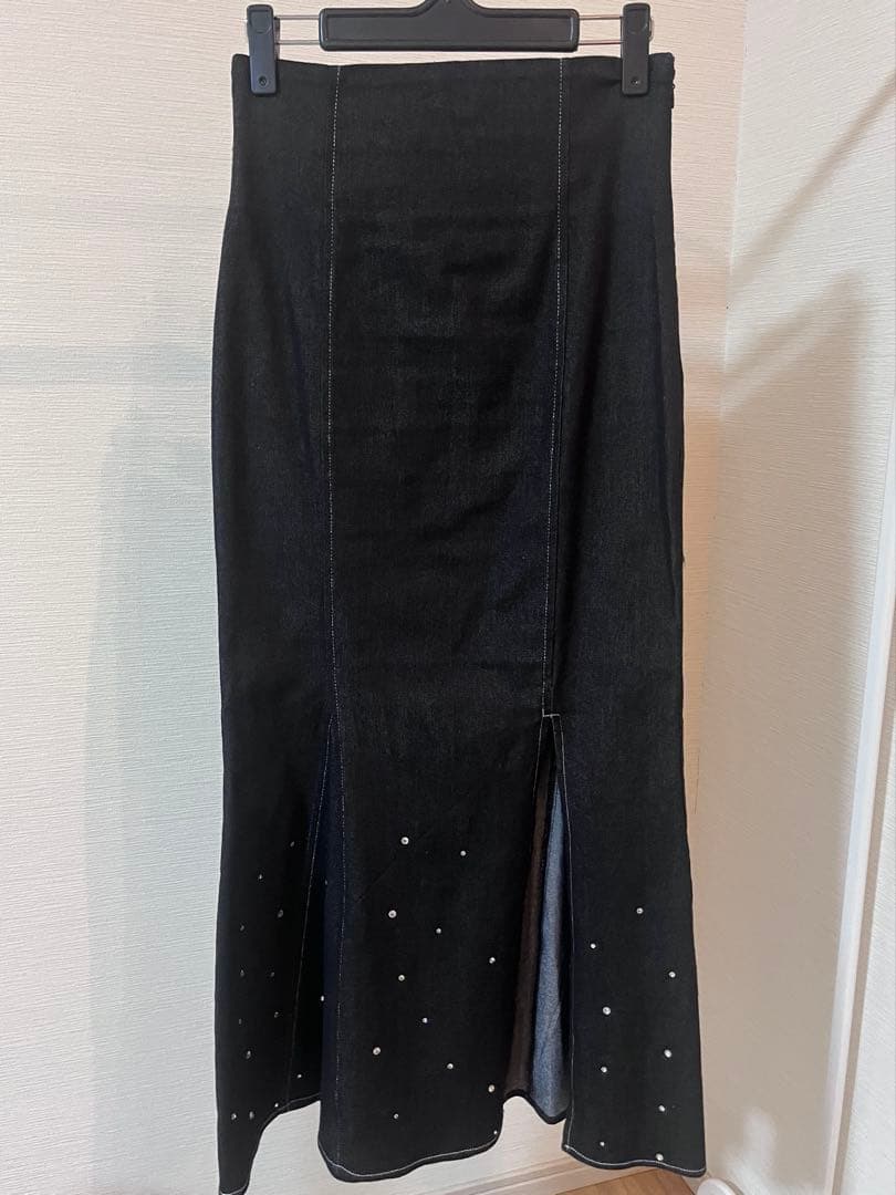 スカート ROUGE by pommy rinestone denim skirt