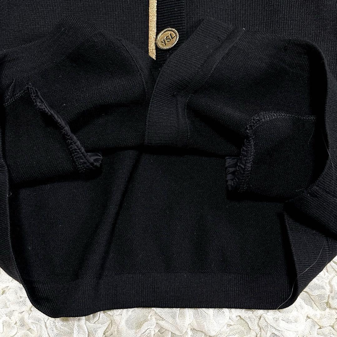 【美品】イヴサンローラン YSL カーディガン ロゴ 金ボタン 金ラメ 訳あり