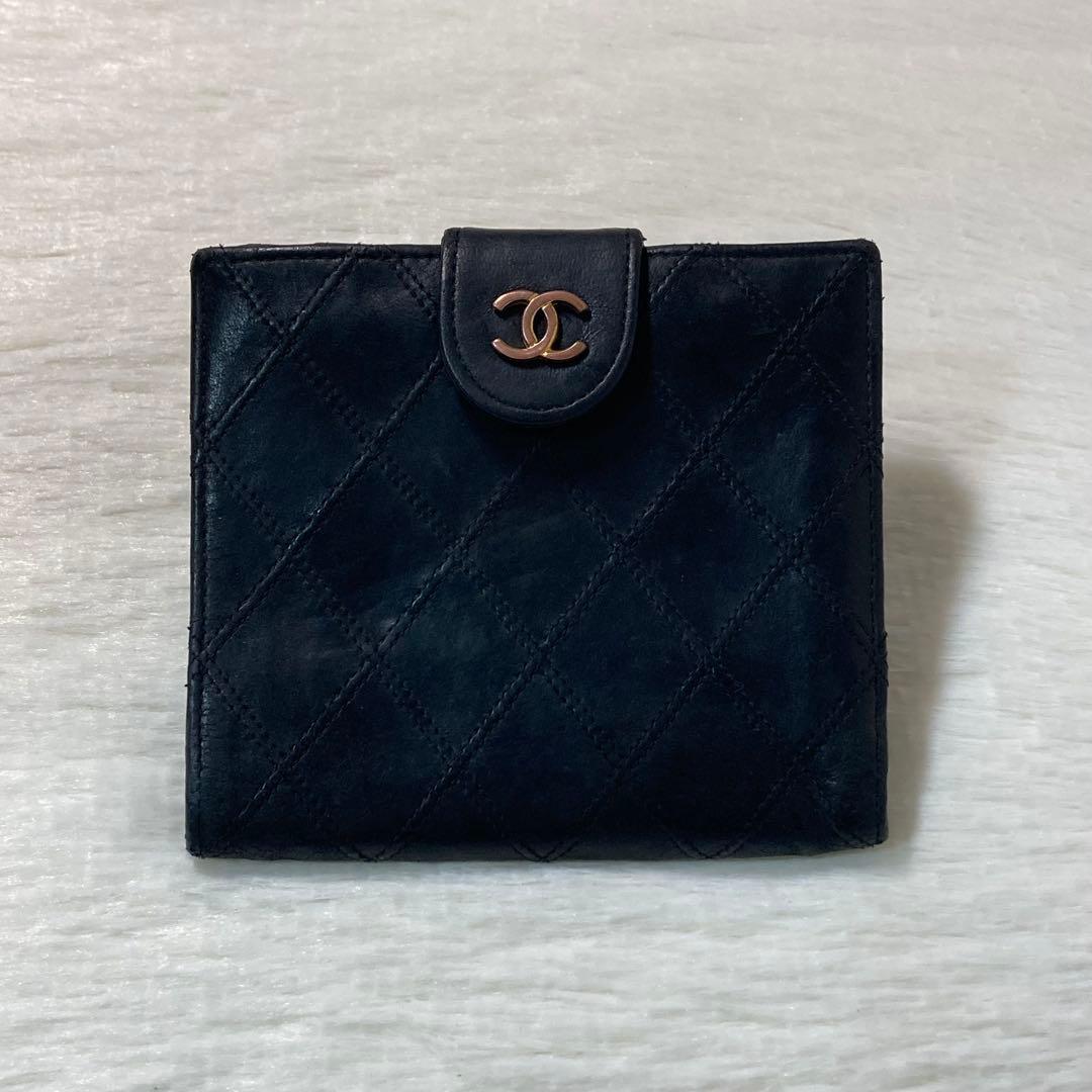 早い者勝ち　CHANEL シャネル　二つ折り　マトラッセ　ビコローレ　財布　黒