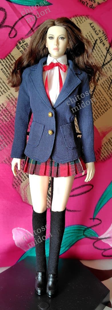 1/6フィギュア服　S07Cサイズ　Say What　ストレッチ紺+プリーツC