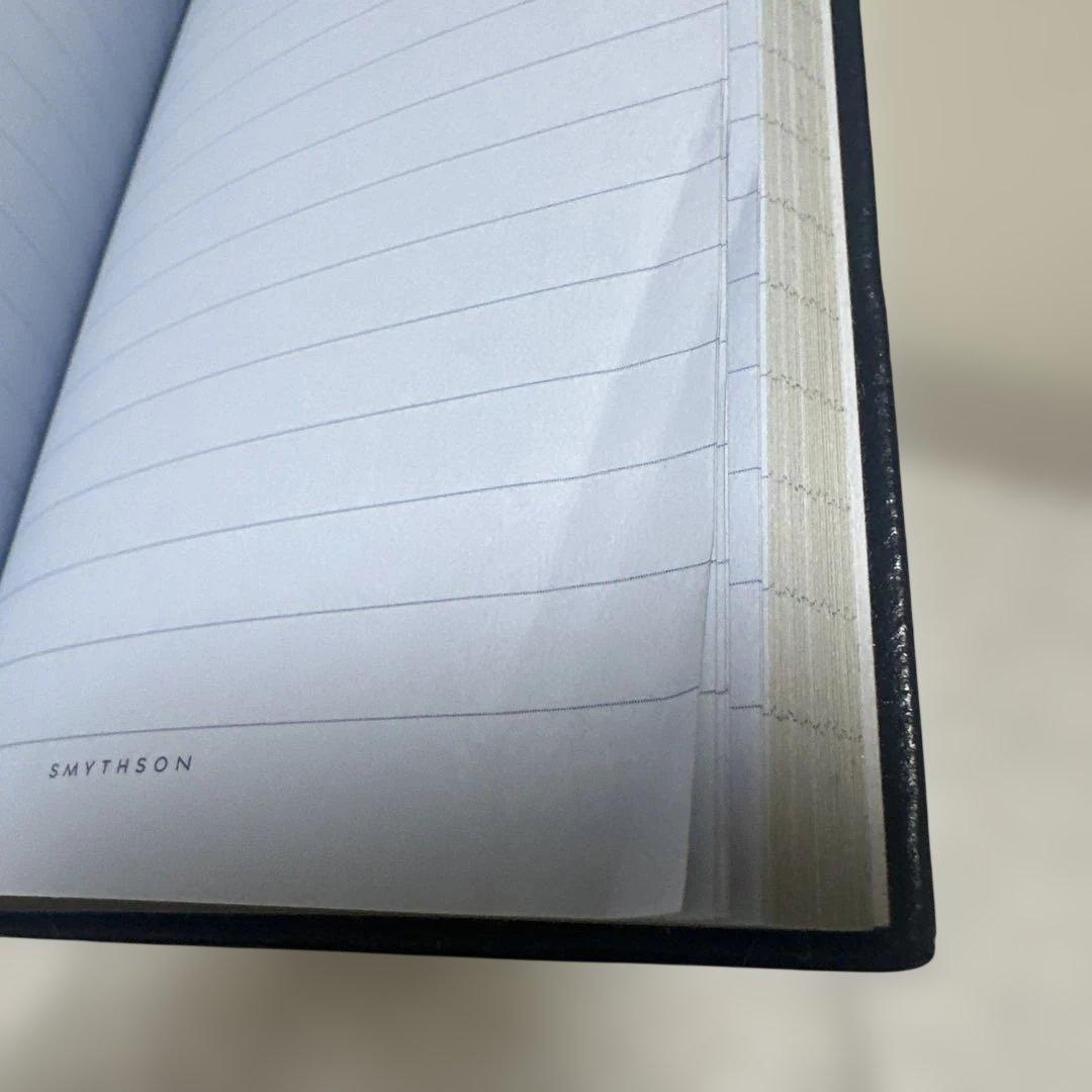 【未使用】SMYTHSON パナマノート 紺レザー金縁