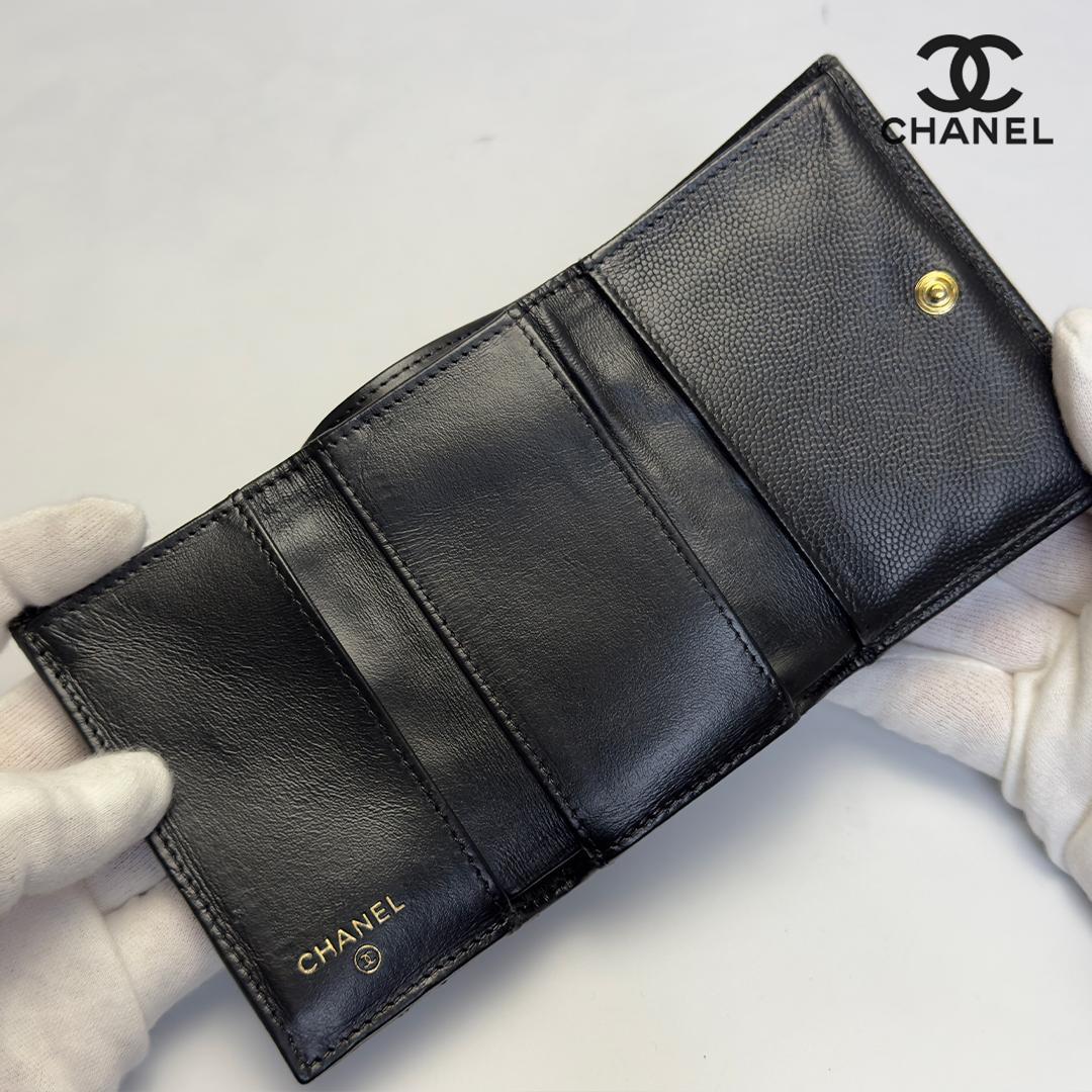 新型タイプ 正規品 シャネル クラシック マトラッセ ゴールド金具 三つ折り財布