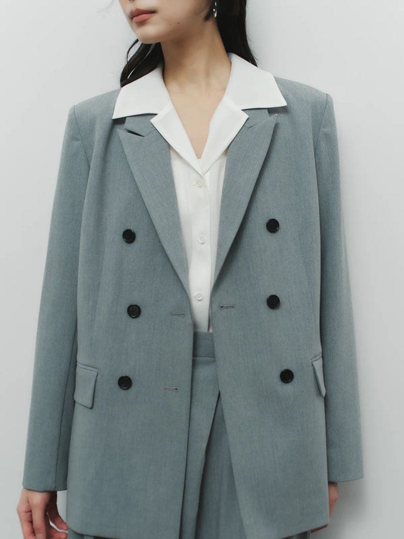 新品 ピークドラペル ダブルジャケット グレー ネイビー