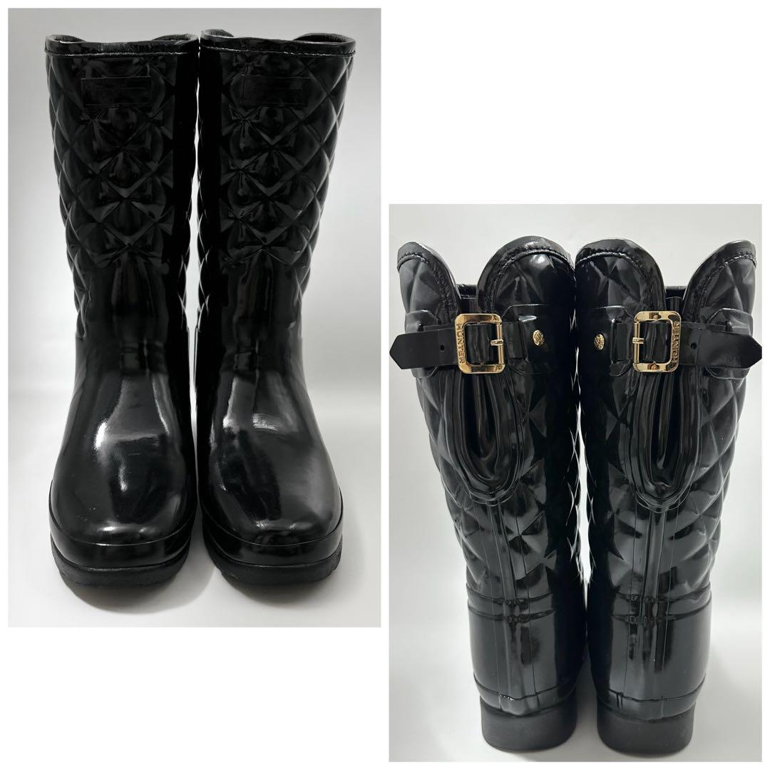 限界値下‼️【綺麗‼️上品‼️HUNTER ブラック レインブーツ キルティング