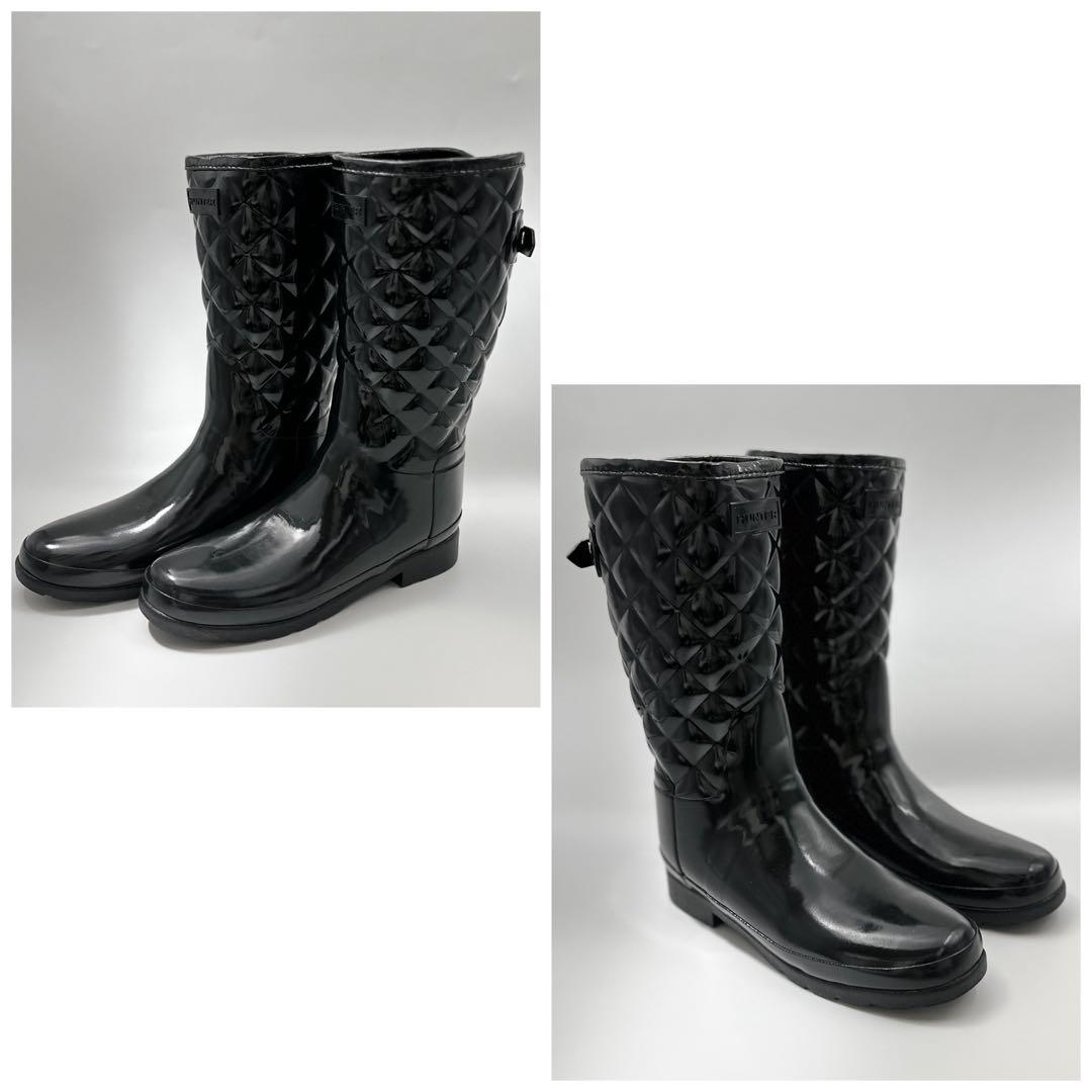 限界値下‼️【綺麗‼️上品‼️HUNTER ブラック レインブーツ キルティング