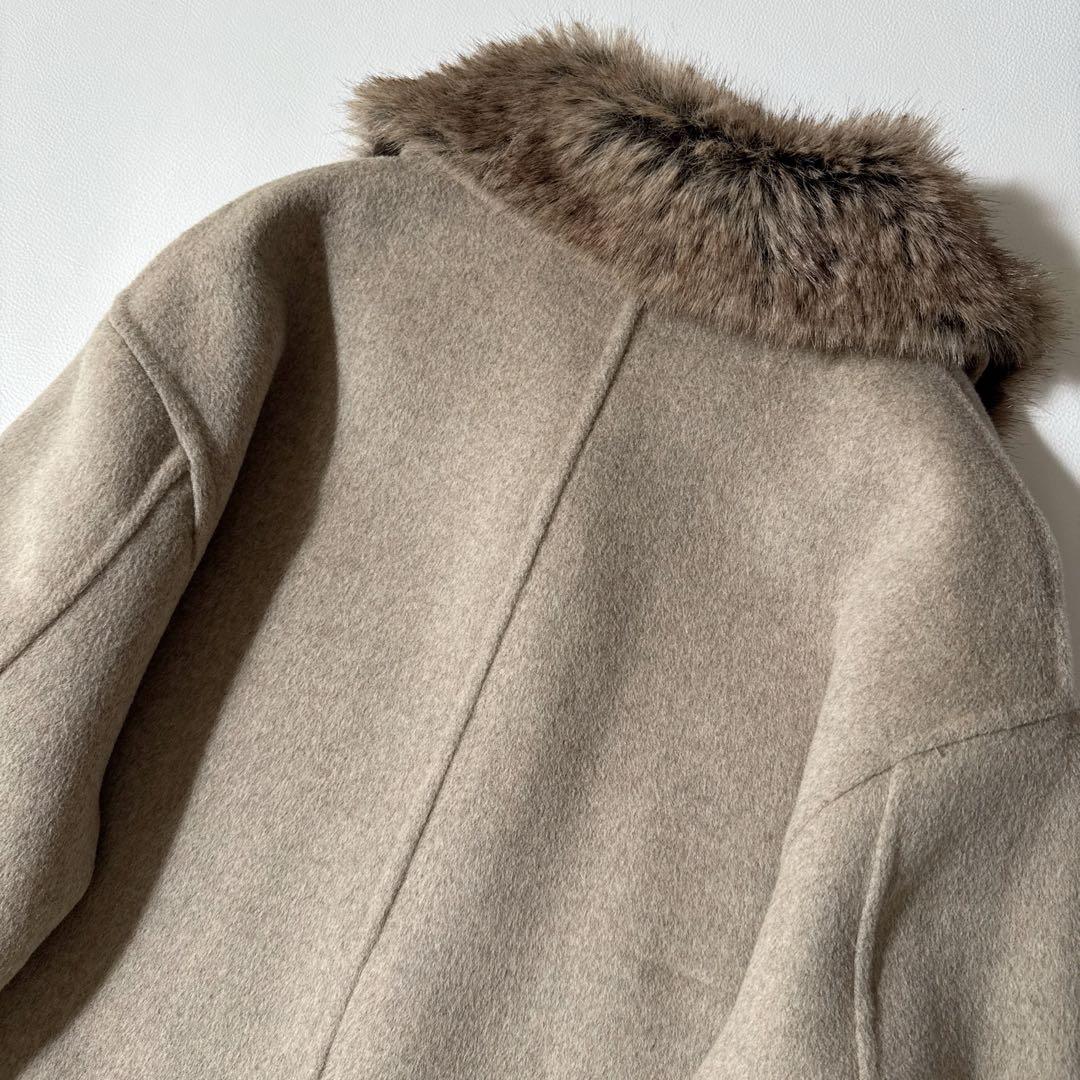 ZARA ZW COLLECTION フェイクファー襟付きウールコート リバー