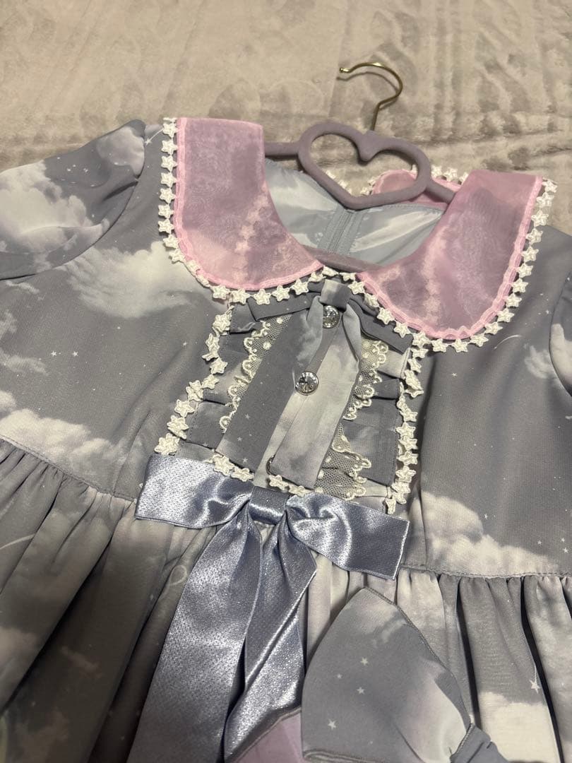 【限定色】mist skyワンピース、クリップセット【アンプリ】