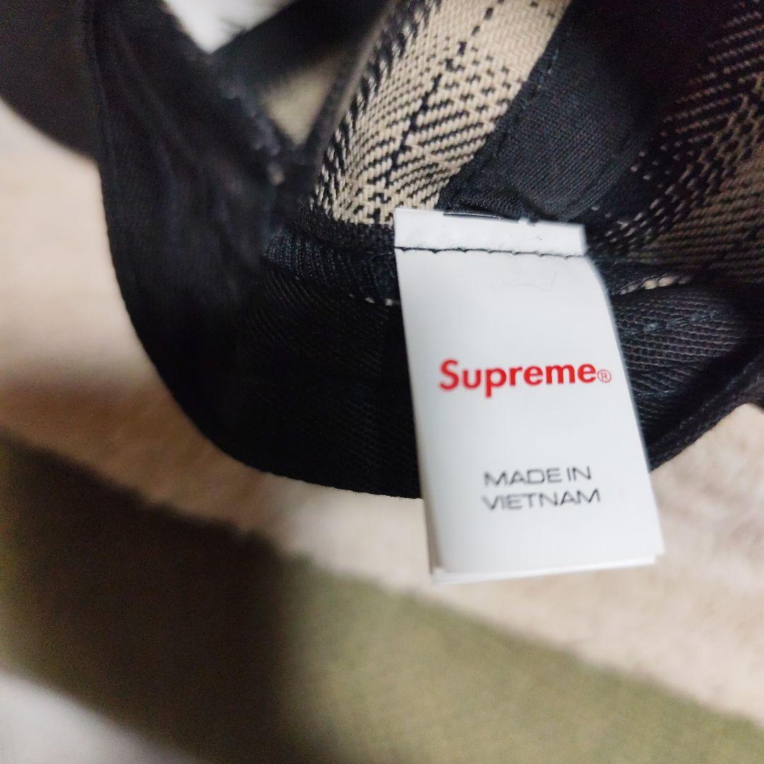 帽子 Supreme Script Logo 6-Panel Black Plaid