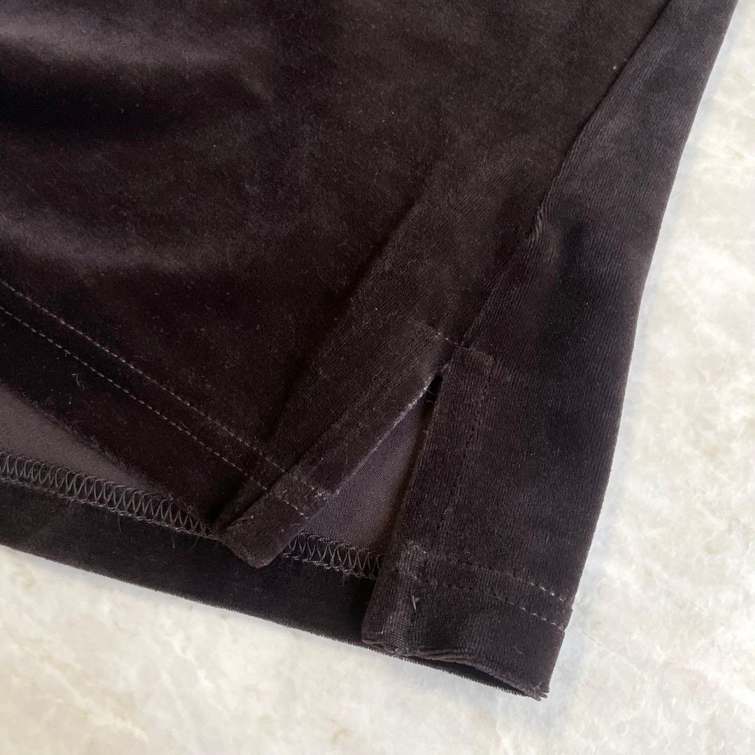 美品 BURBERRY BLUE LABEL スキッパー ベロア 長袖ポロシャツ