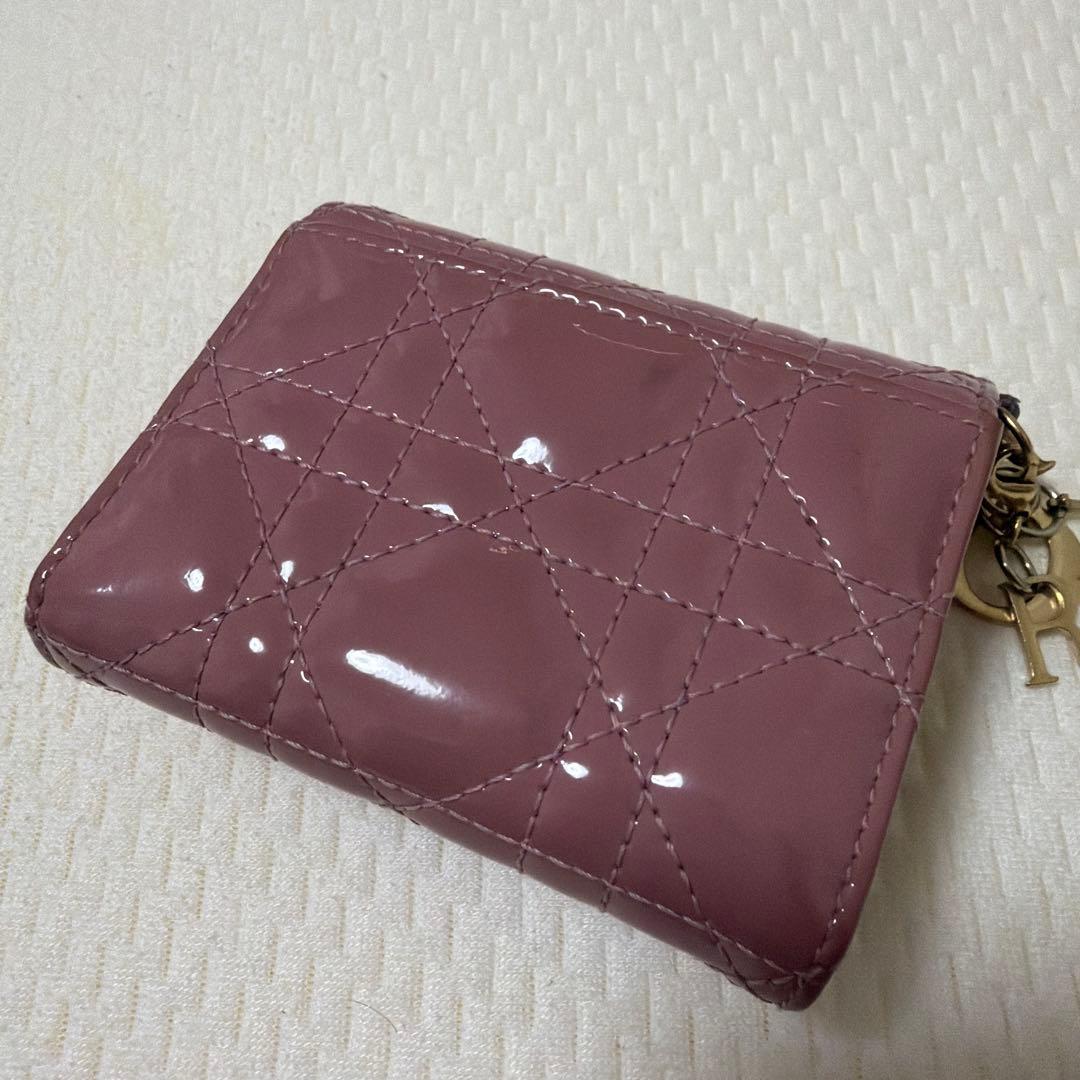 Dior パテントレザー ピンク 三つ折り財布