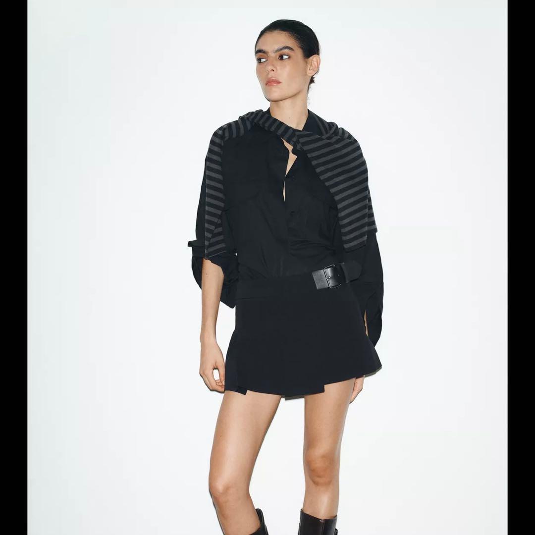 ZARA プリーツベルト付きキュロットスカート　XS