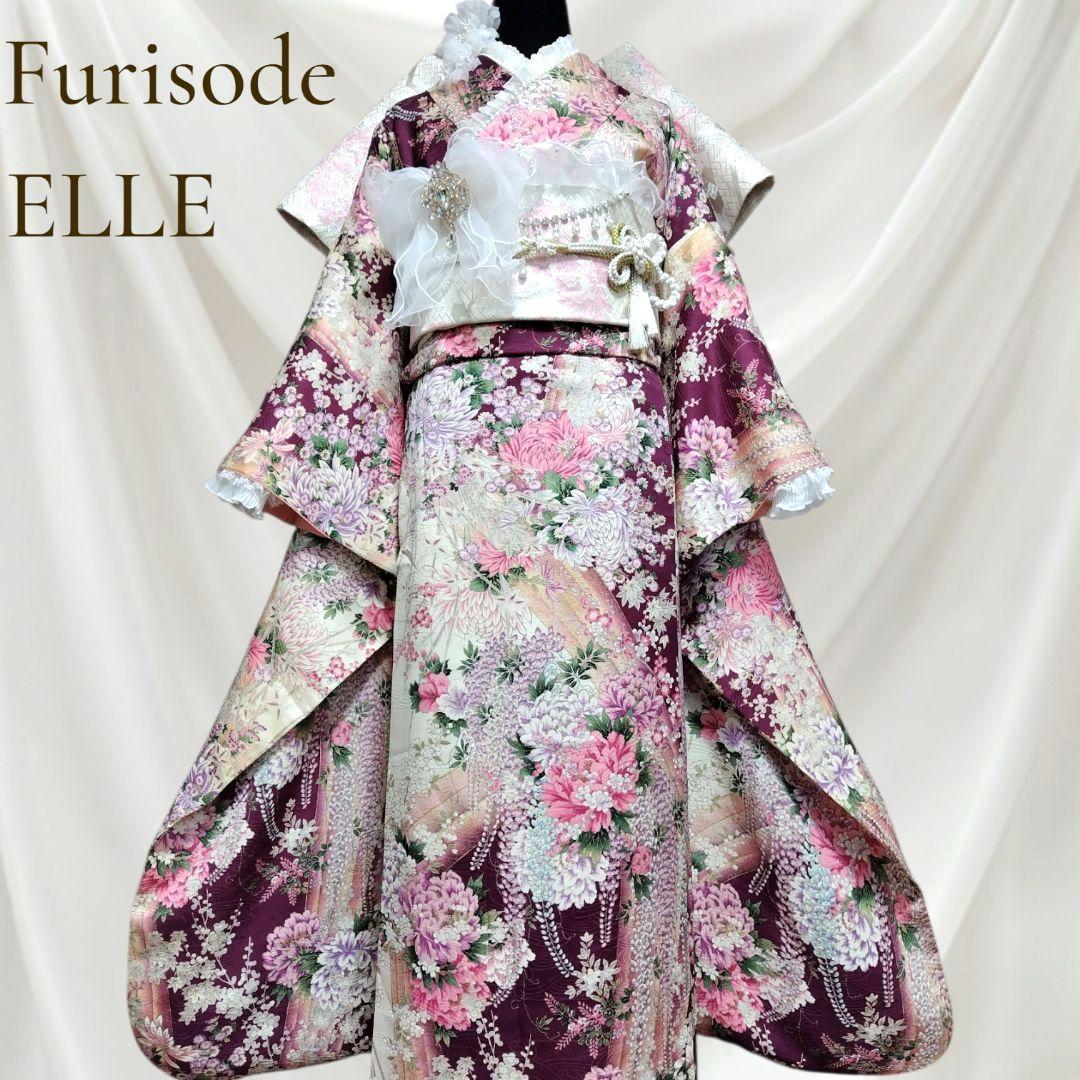 振袖フルセット(9点)・成人式・くすみ・紫・ピンク・金彩加工・胴裏正絹・逸品