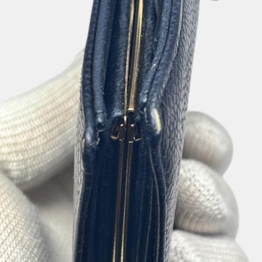 【箱・GC付】シャネル キャビアスキン ココマーク がま口 長財布 黒