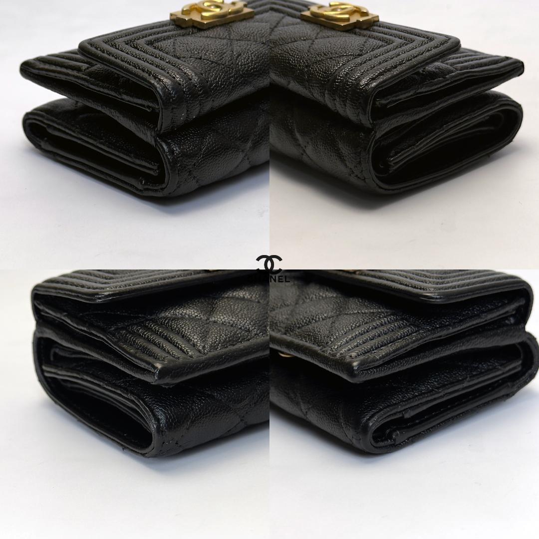 正規品 CHANEL ボーイシャネル ゴールド金具 Wホック　三つ折り財布