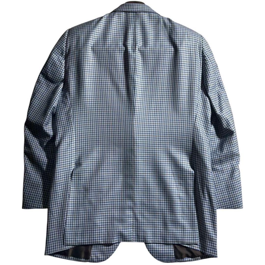 【美品】エルメネジルドゼニア ジャケット シルク混 チェック 50C M〜L