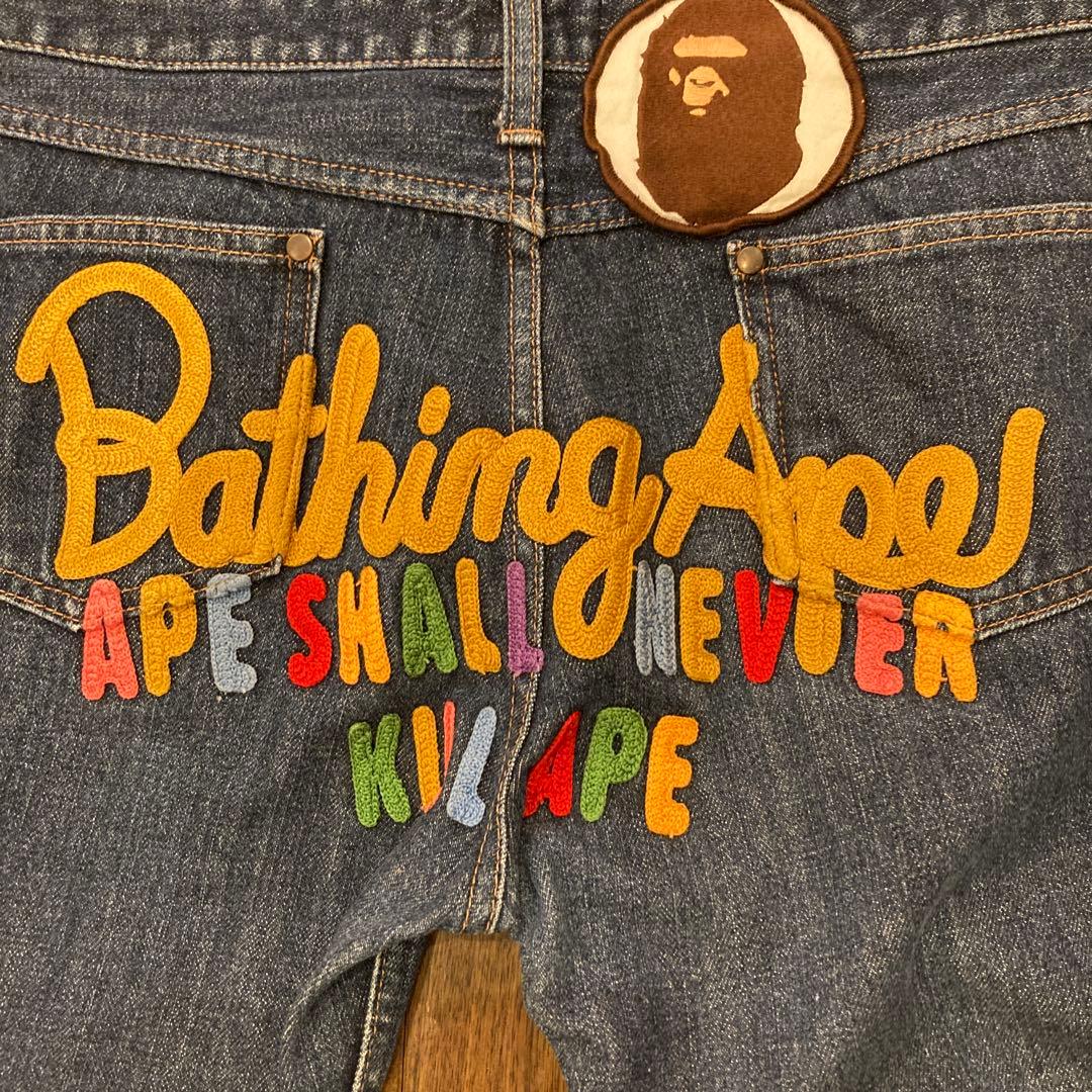 A BATHING APE 日本製　金タグデニムパンツ　刺繍　サイズS激レア